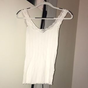 Cream Polo lace tank